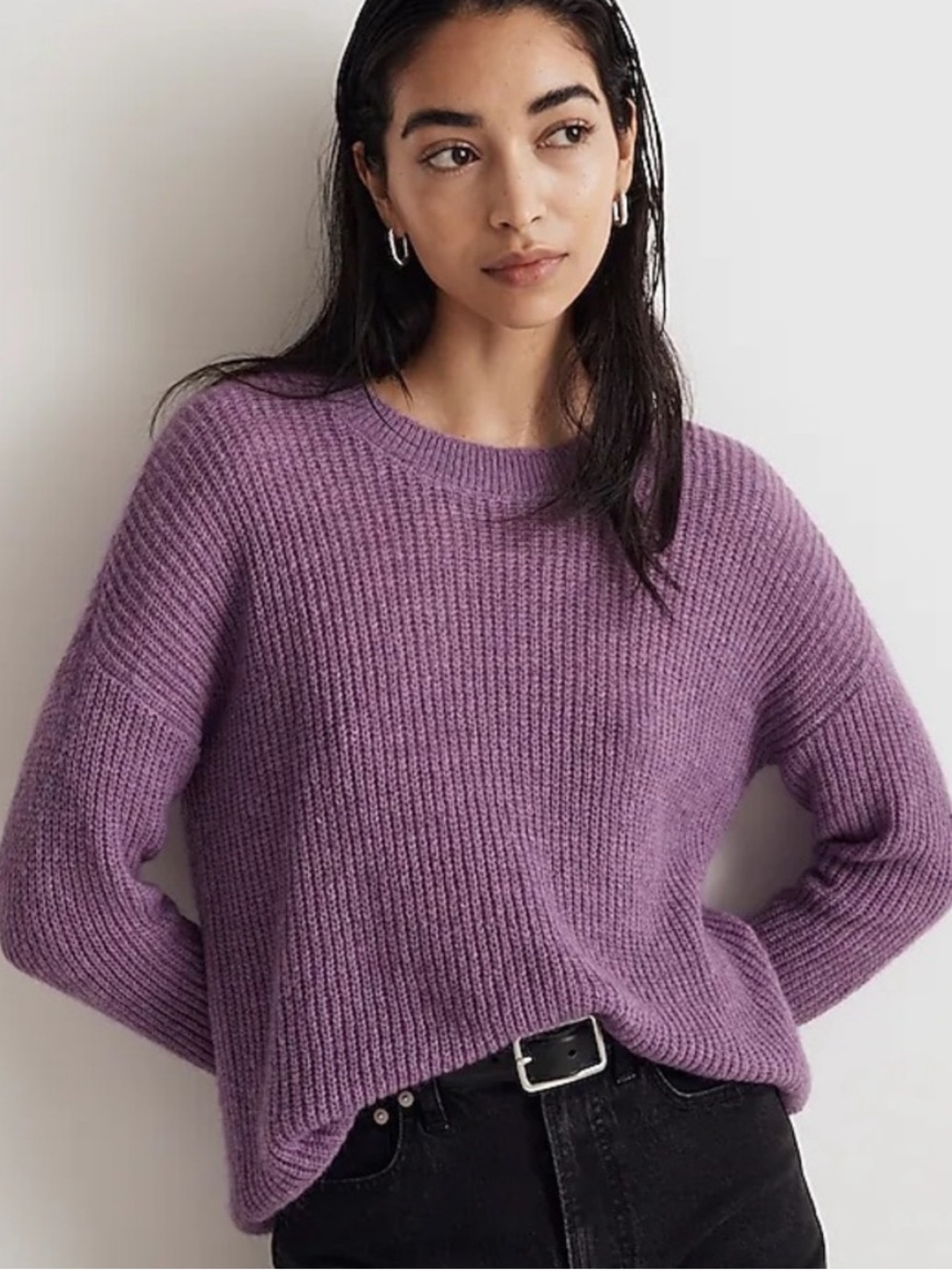 Madewell Fineloft Rosario Alpaca Blend Heather Amethyst Crewneck Knit Sweater XS